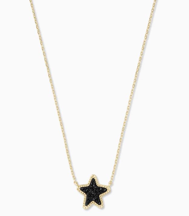 Jae Star Gold Pendant Necklace in Black Drusy