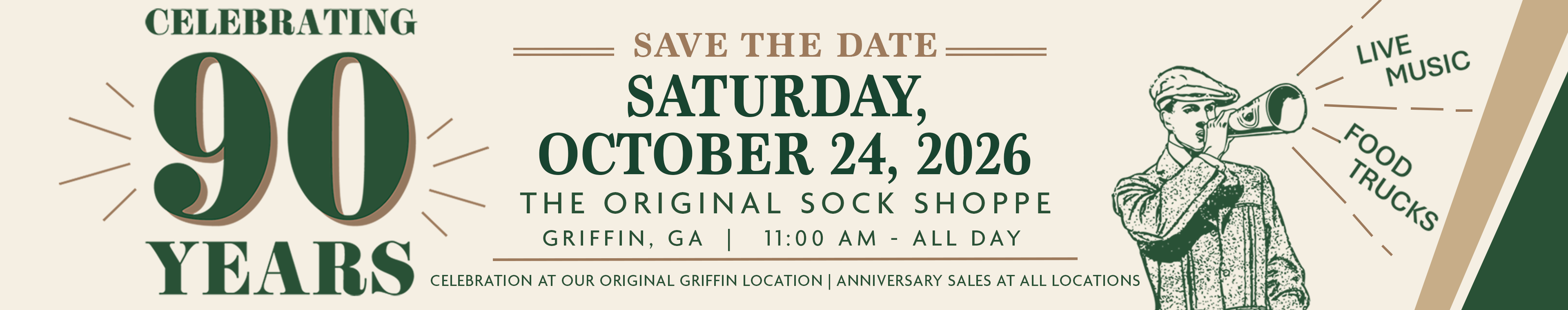 Come Join us for The Sock Shoppe's 90th Anniversary Celebration!